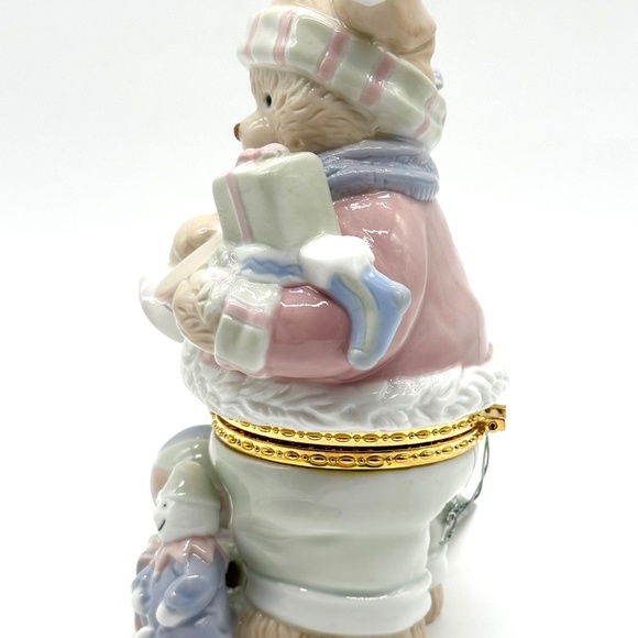 Large Teddy Bear & Toys Trinket Box Christmas Trim A Home K-Mart Vintage - Picture 2 of 14